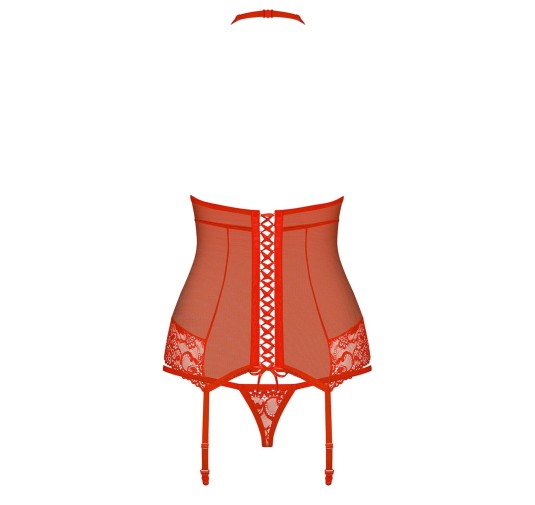 Czerwony gorset stringi sex komplet obsessive s/m