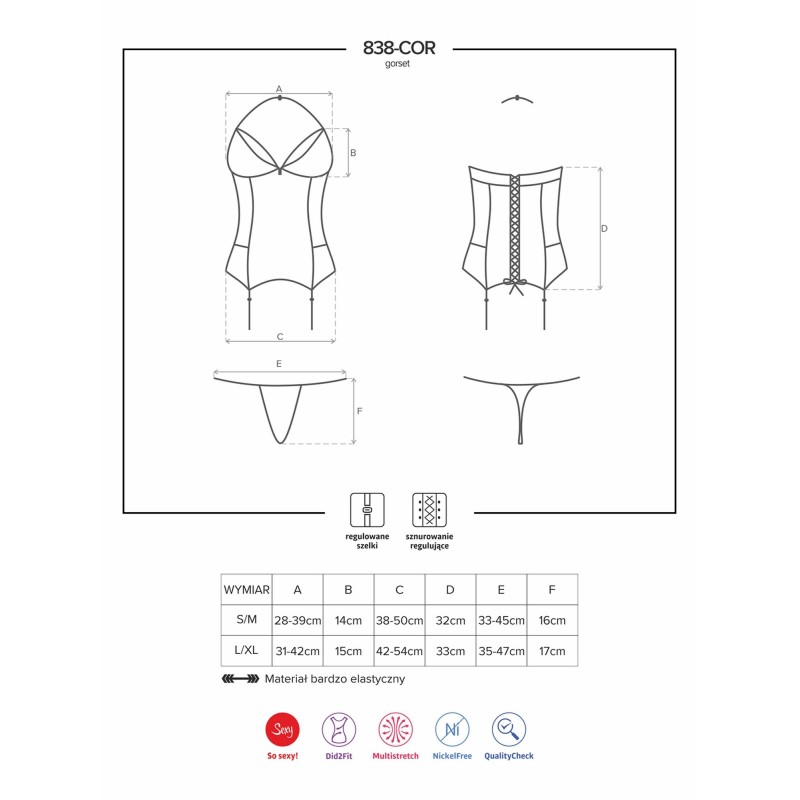Czerwony gorset stringi sex komplet obsessive l/xl Czerwony gorset stringi sex komplet obsessive l/xl