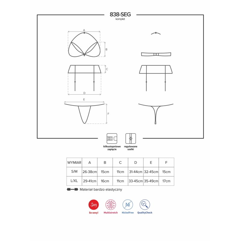 Czerwony komplet biustonosz stringi 838-seg-3 l/xl Czerwony komplet biustonosz stringi 838-seg-3 l/xl