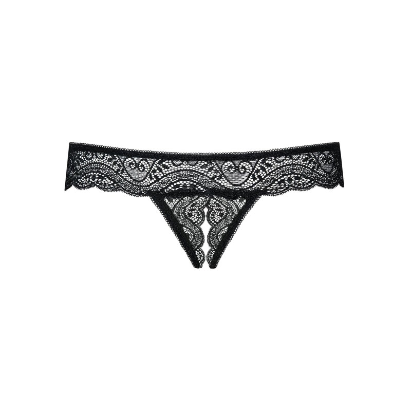 Stringi koronkowe rozcięte w kroku obsessive L/XL Stringi koronkowe rozcięte w kroku obsessive L/XL