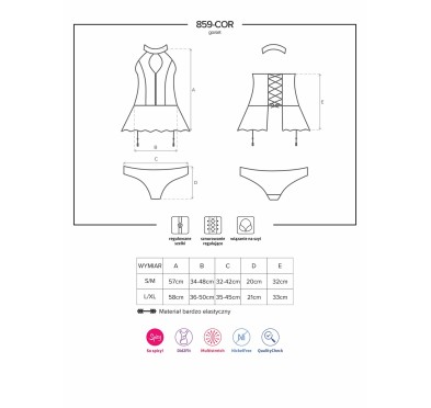 Gorset ze spódniczką figi komplet obsessive l/xl Gorset ze spódniczką figi komplet obsessive l/xl