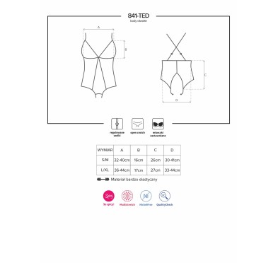 Wycięte w kroku body siateczkowe obsessive s/m Wycięte w kroku body siateczkowe obsessive s/m