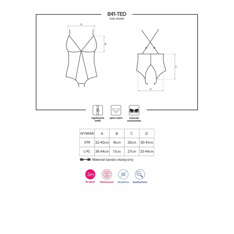 Wycięte w kroku body siateczkowe obsessive s/m Wycięte w kroku body siateczkowe obsessive s/m