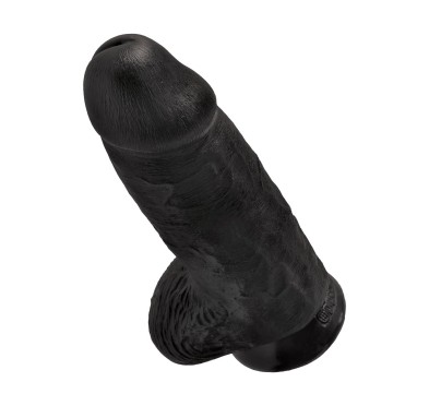 Grube czarne żylaste dildo z przyssawką 23 cm