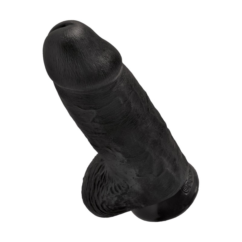 Grube czarne żylaste dildo z przyssawką 23 cm