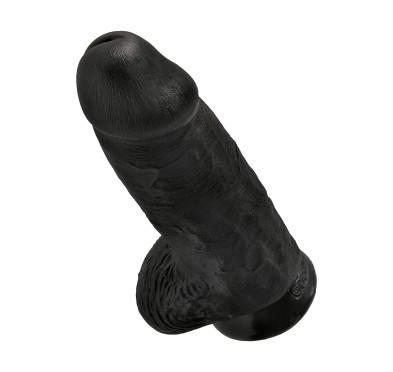 Grube czarne żylaste dildo z przyssawką 23 cm