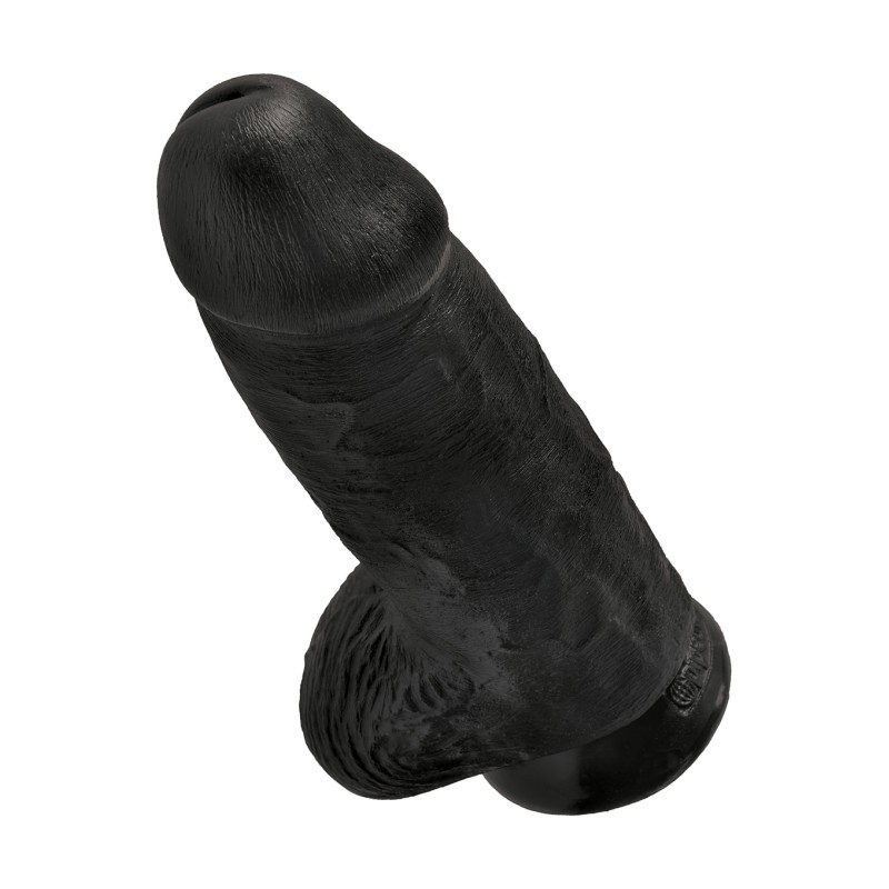 Grube czarne żylaste dildo z przyssawką 23 cm
