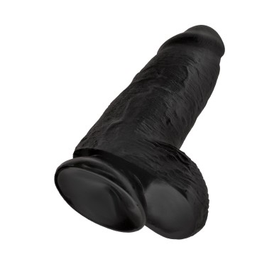 Grube czarne żylaste dildo z przyssawką 23 cm