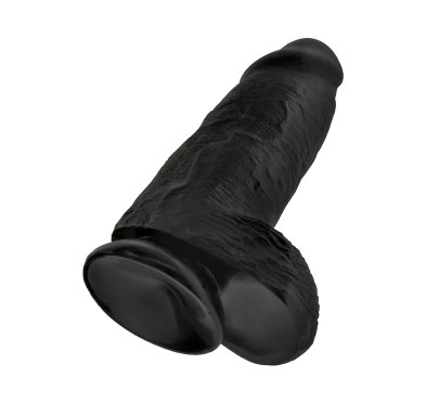 Grube czarne żylaste dildo z przyssawką 23 cm