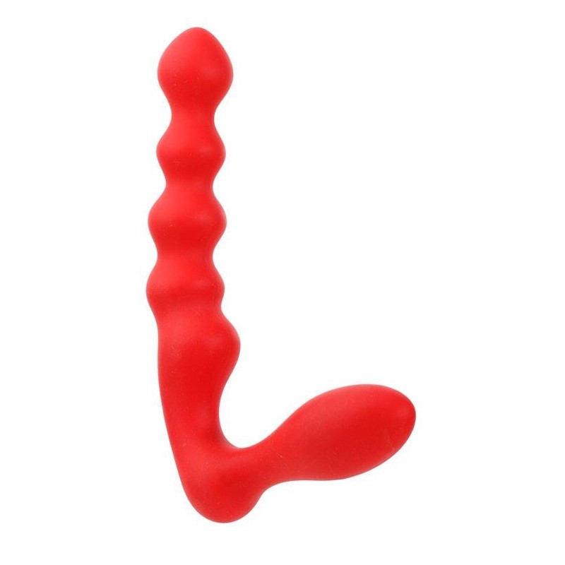 Czerwone silikonowe dildo do podwójnej penetracji