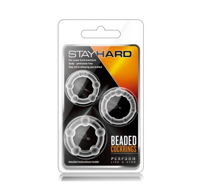 Zestaw-STAY HARD BEADED COCKRINGS CLEAR