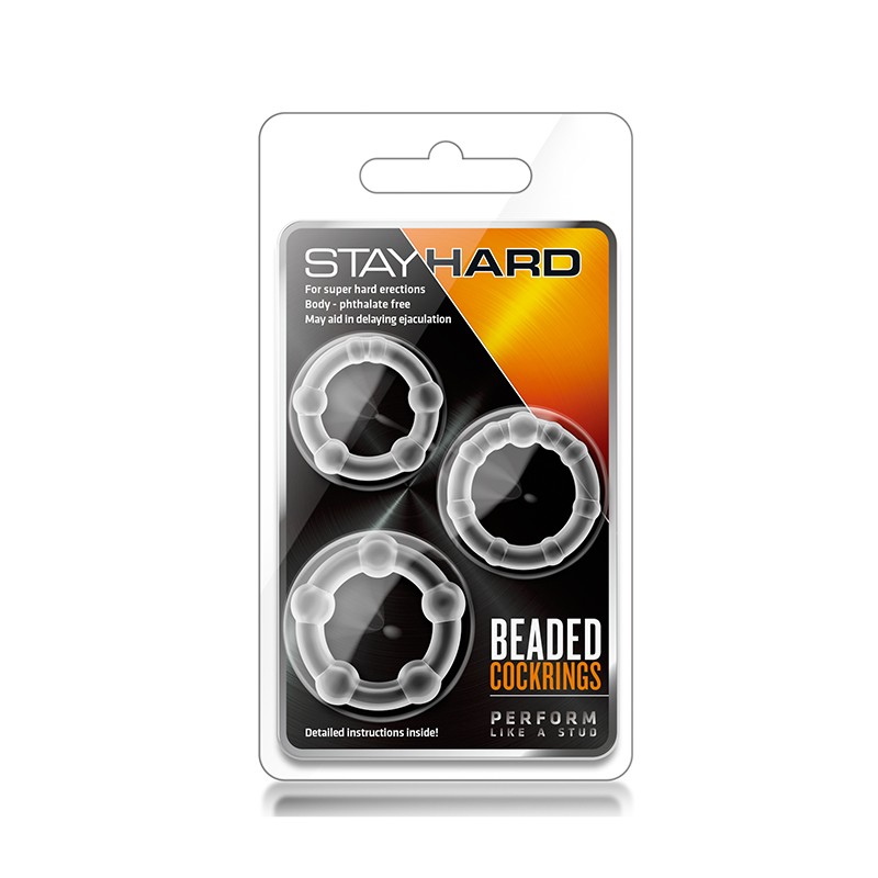 Zestaw-STAY HARD BEADED COCKRINGS CLEAR