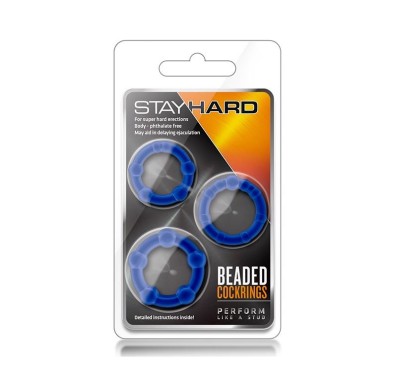 Zestaw-STAY HARD BEADED COCKRINGS BLUE