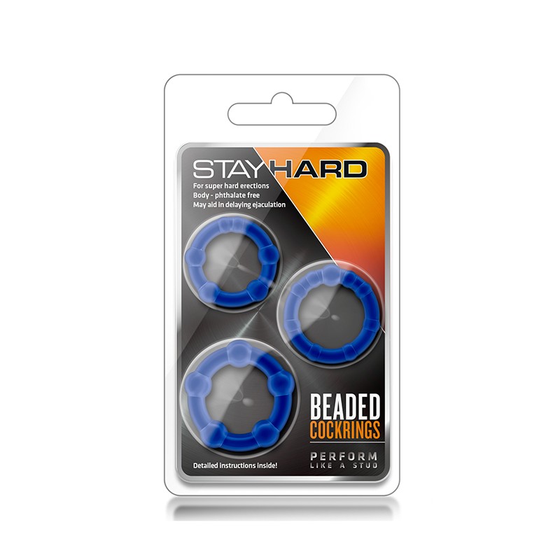 Zestaw-STAY HARD BEADED COCKRINGS BLUE