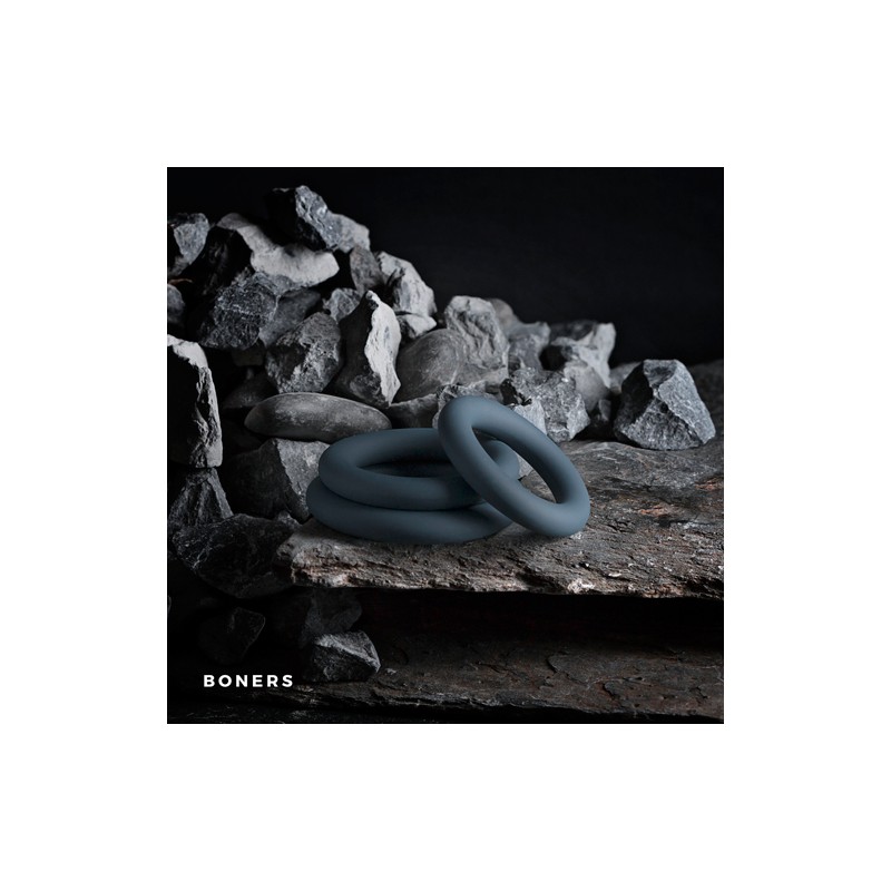 3-Piece Cock Ring Set - Grey