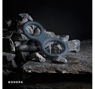 Boners Silicone Cock Ring And Ball Stretcher - Grey