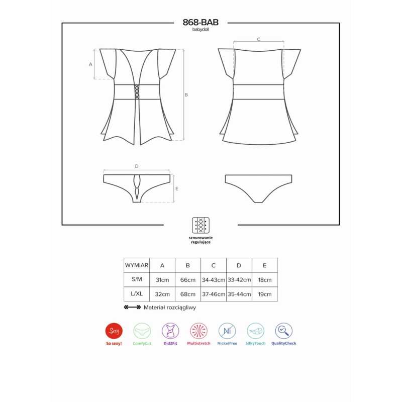 Babydoll koszulka stringi komplet obsessive l/xl Babydoll koszulka stringi komplet obsessive l/xl