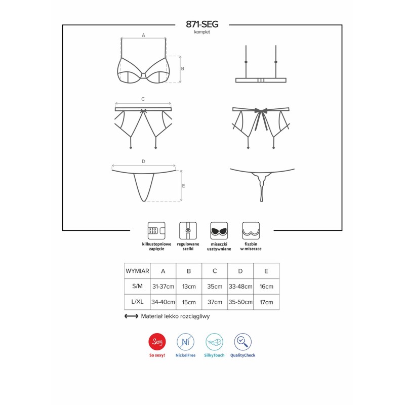Komplet biustonosz stringi pas sex obsessive l/xl Komplet biustonosz stringi pas sex obsessive l/xl