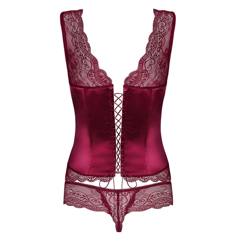 Koronkowy gorset stringi komplet obsessive s/m