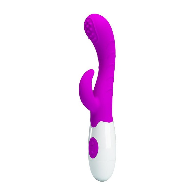 Wibrator z masażerem łechtaczki ruch główki 20cm Wibrator z masażerem łechtaczki ruch główki 20cm