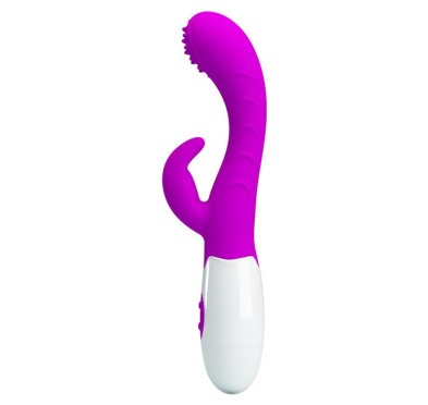 Wibrator z masażerem łechtaczki ruch główki 20cm Wibrator z masażerem łechtaczki ruch główki 20cm