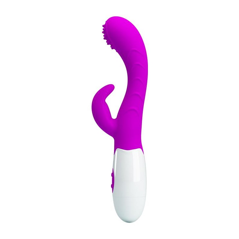 Wibrator z masażerem łechtaczki ruch główki 20cm Wibrator z masażerem łechtaczki ruch główki 20cm
