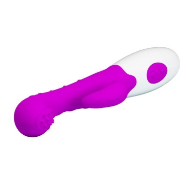 Wibrator z masażerem łechtaczki ruch główki 20cm Wibrator z masażerem łechtaczki ruch główki 20cm