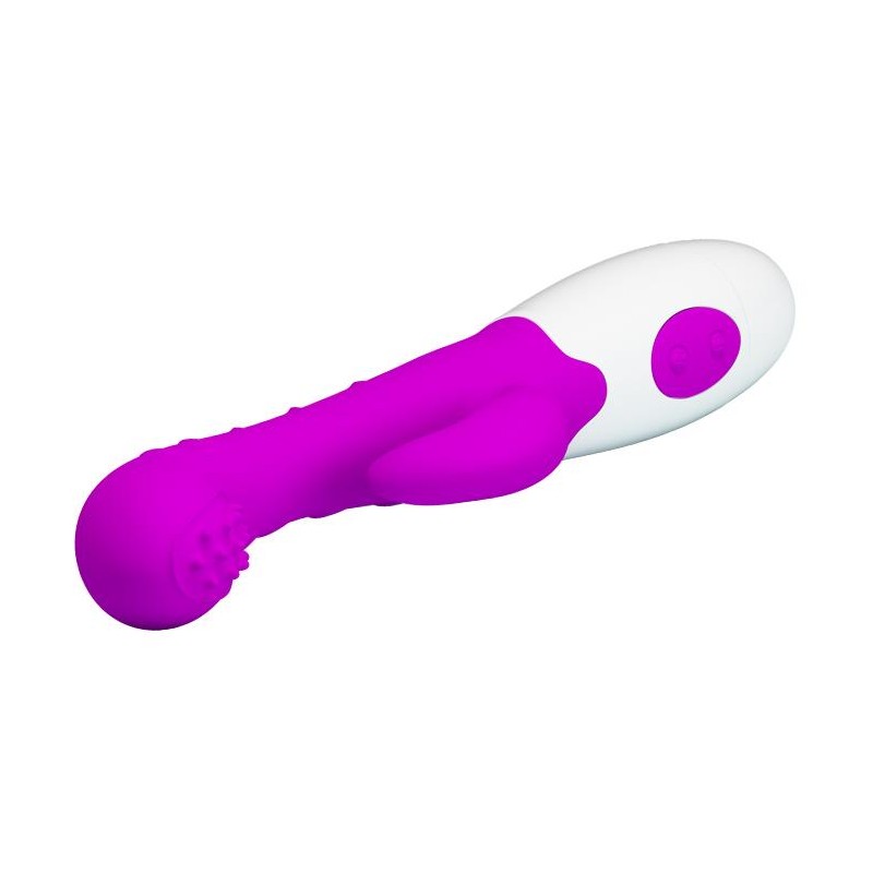 Wibrator z masażerem łechtaczki ruch główki 20cm Wibrator z masażerem łechtaczki ruch główki 20cm