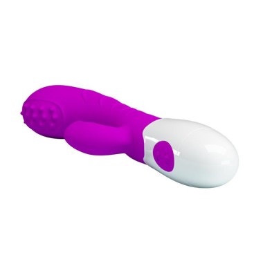 Wibrator z masażerem łechtaczki ruch główki 20cm Wibrator z masażerem łechtaczki ruch główki 20cm