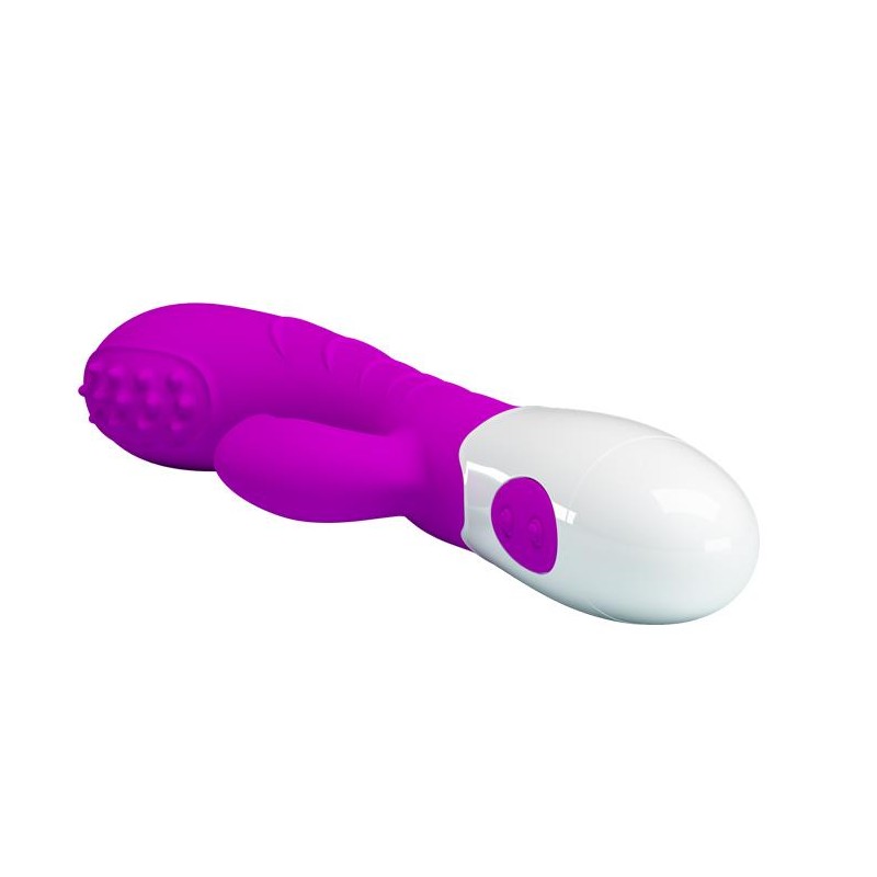 Wibrator z masażerem łechtaczki ruch główki 20cm Wibrator z masażerem łechtaczki ruch główki 20cm