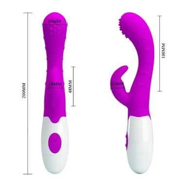 Wibrator z masażerem łechtaczki ruch główki 20cm Wibrator z masażerem łechtaczki ruch główki 20cm