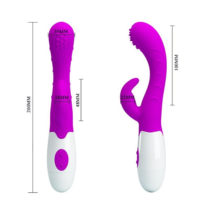 Wibrator z masażerem łechtaczki ruch główki 20cm Wibrator z masażerem łechtaczki ruch główki 20cm