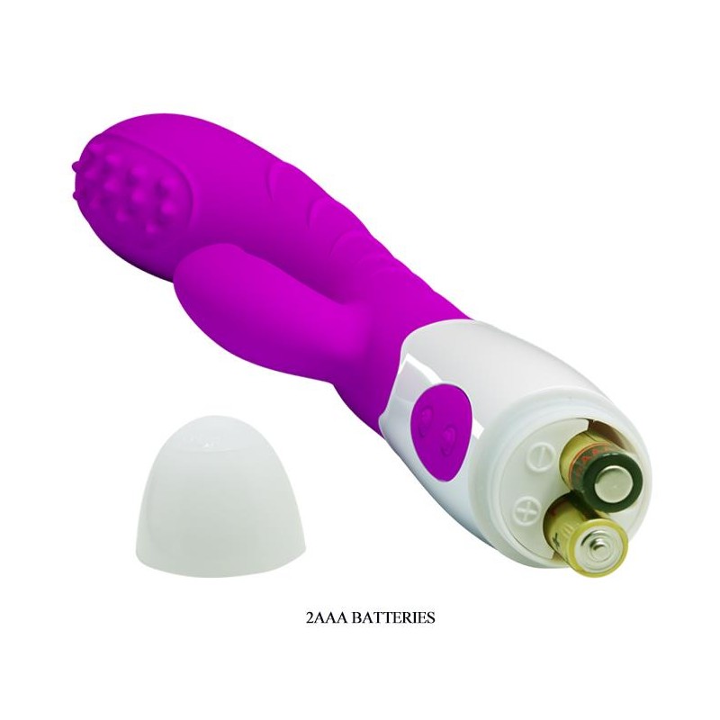 Wibrator z masażerem łechtaczki ruch główki 20cm Wibrator z masażerem łechtaczki ruch główki 20cm