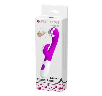 Wibrator z masażerem łechtaczki ruch główki 20cm Wibrator z masażerem łechtaczki ruch główki 20cm