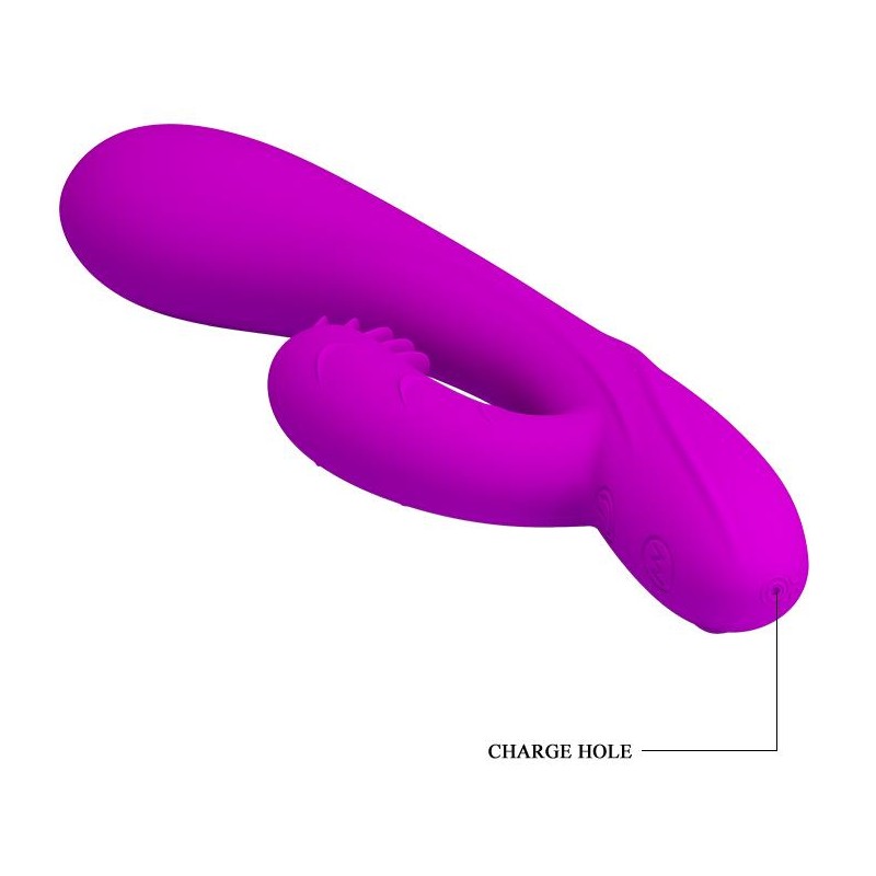 Wibrator z masażerem łechtaczki z wypustkami 19cm Wibrator z masażerem łechtaczki z wypustkami 19cm