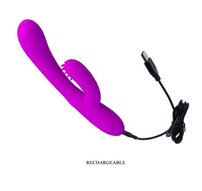 Wibrator z masażerem łechtaczki z wypustkami 19cm Wibrator z masażerem łechtaczki z wypustkami 19cm