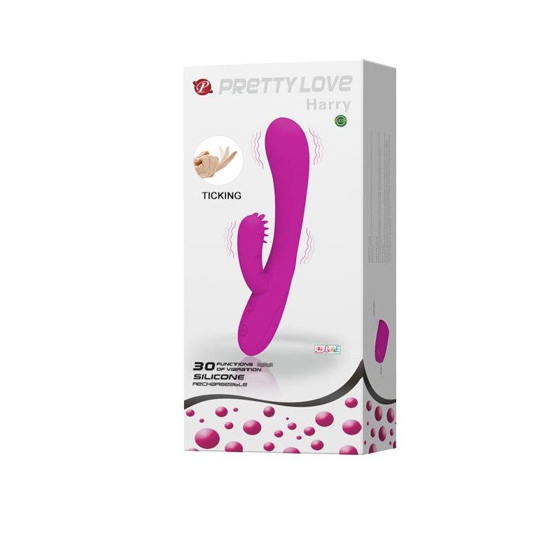 Wibrator z masażerem łechtaczki z wypustkami 19cm Wibrator z masażerem łechtaczki z wypustkami 19cm