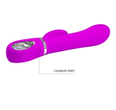 Wibrator z masażerem łechtaczki i rotacją 19cm usb Wibrator z masażerem łechtaczki i rotacją 19cm usb