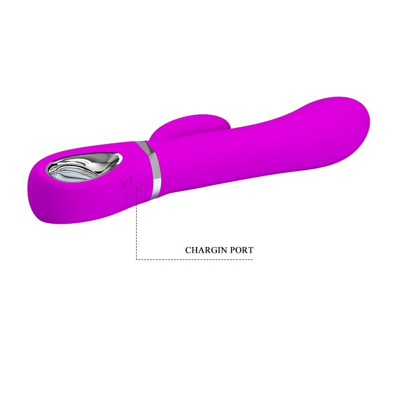 Wibrator z masażerem łechtaczki i rotacją 19cm usb Wibrator z masażerem łechtaczki i rotacją 19cm usb