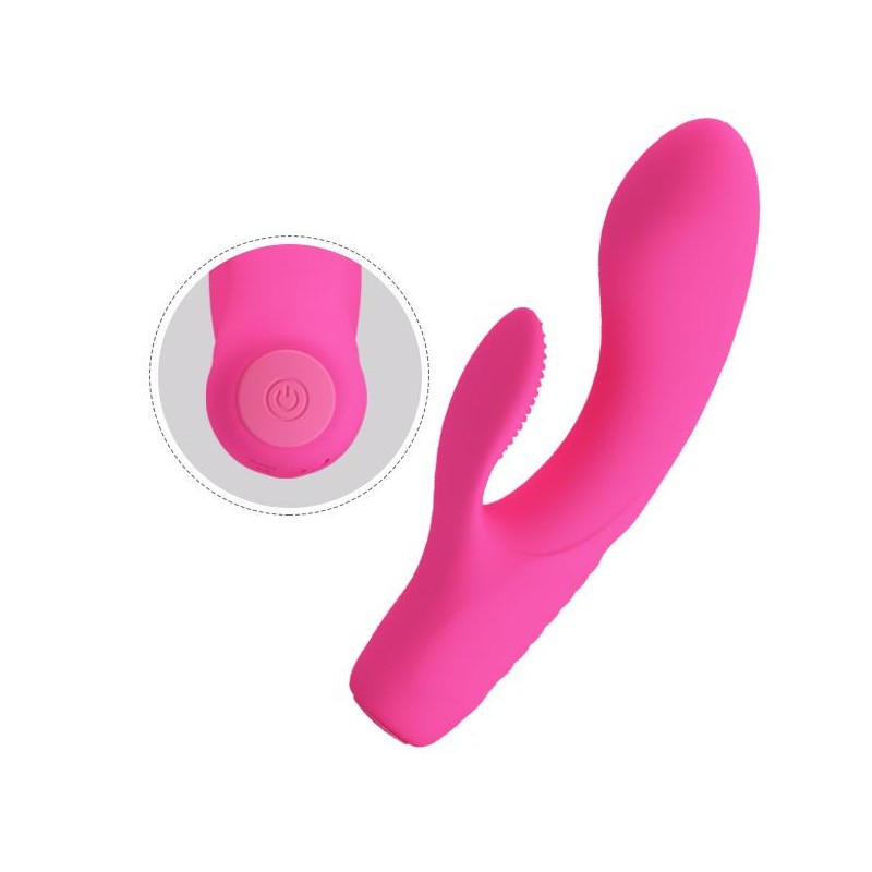 Wibrator z masażerem łechtaczki i wypustkami 15cm Wibrator z masażerem łechtaczki i wypustkami 15cm