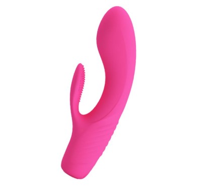 Wibrator z masażerem łechtaczki i wypustkami 15cm Wibrator z masażerem łechtaczki i wypustkami 15cm