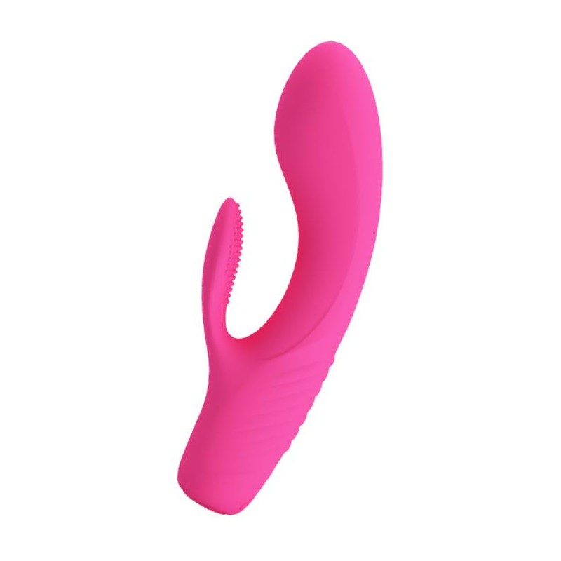 Wibrator z masażerem łechtaczki i wypustkami 15cm Wibrator z masażerem łechtaczki i wypustkami 15cm