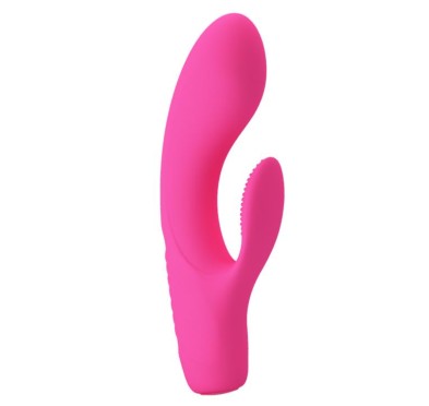 Wibrator z masażerem łechtaczki i wypustkami 15cm Wibrator z masażerem łechtaczki i wypustkami 15cm