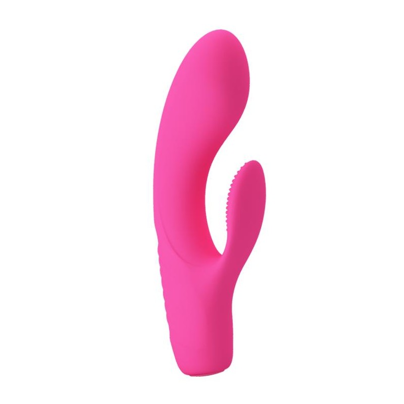 Wibrator z masażerem łechtaczki i wypustkami 15cm Wibrator z masażerem łechtaczki i wypustkami 15cm