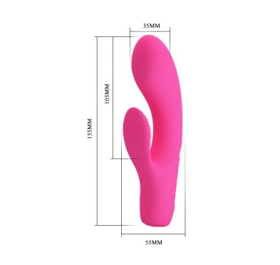 Wibrator z masażerem łechtaczki i wypustkami 15cm Wibrator z masażerem łechtaczki i wypustkami 15cm