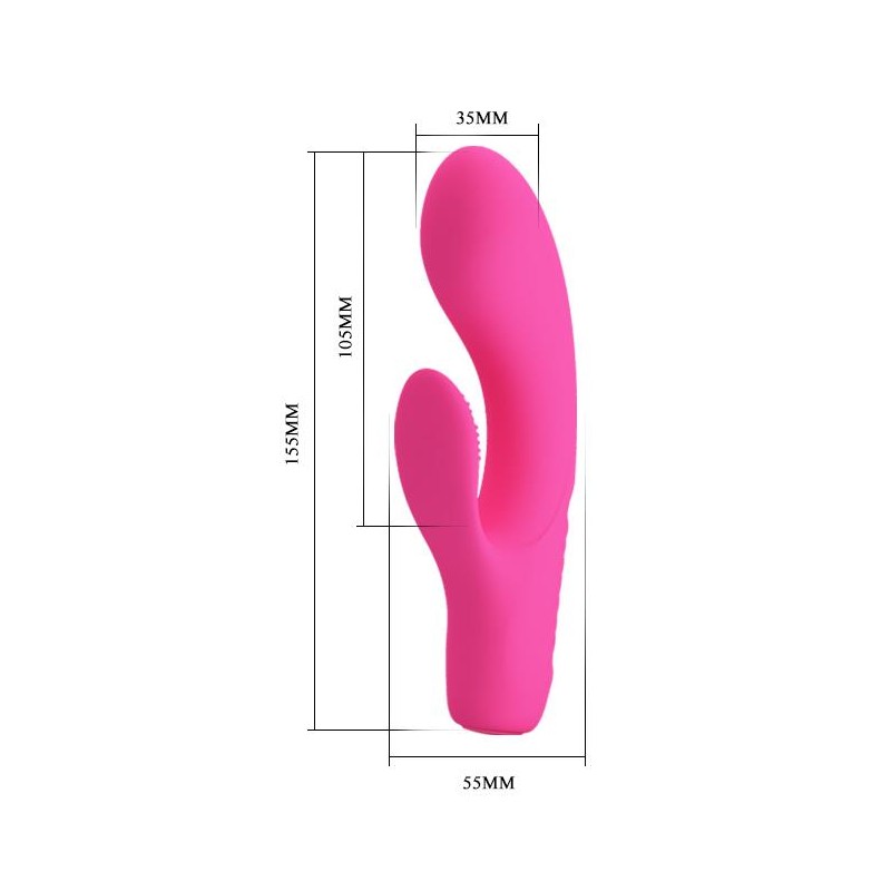 Wibrator z masażerem łechtaczki i wypustkami 15cm Wibrator z masażerem łechtaczki i wypustkami 15cm