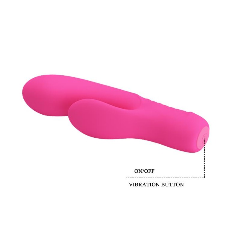 Wibrator z masażerem łechtaczki i wypustkami 15cm Wibrator z masażerem łechtaczki i wypustkami 15cm
