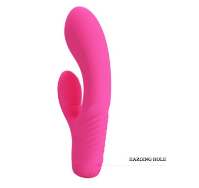 Wibrator z masażerem łechtaczki i wypustkami 15cm Wibrator z masażerem łechtaczki i wypustkami 15cm
