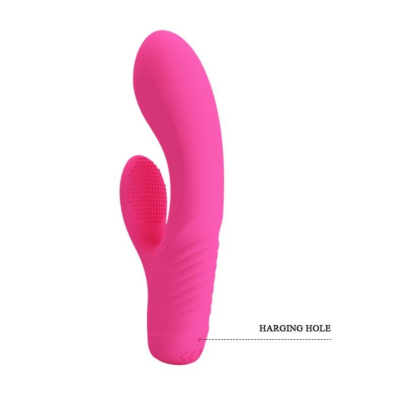 Wibrator z masażerem łechtaczki i wypustkami 15cm Wibrator z masażerem łechtaczki i wypustkami 15cm