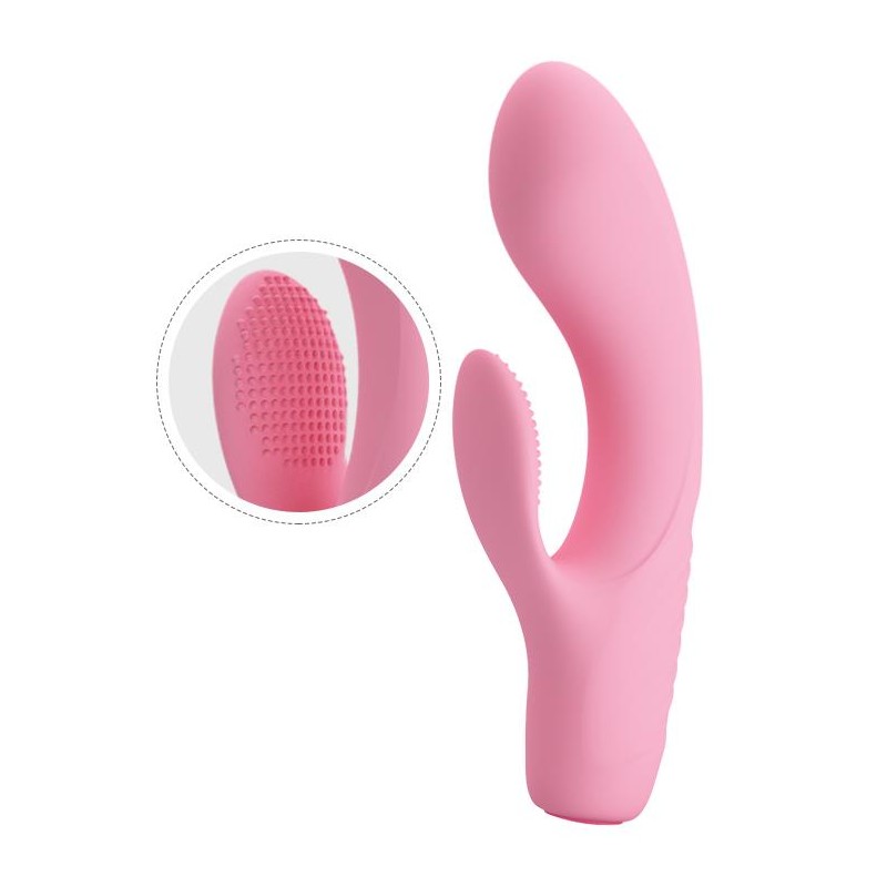 Wibrator z masażerem łechtaczki i wypustkami 15cm Wibrator z masażerem łechtaczki i wypustkami 15cm